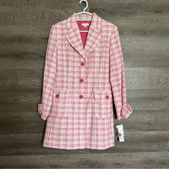 Apt 9 Women's Pink Tweed Coat SZ 10 NWT - Picture 1 of 8